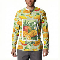 Aloha Hawaii Manako Palaka Motifs Button Sweatshirt Hawaiian Mango Stylized Stamp LT14 - Polynesian Pride