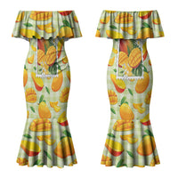 Aloha Hawaii Manako Palaka Motifs Couples Matching Mermaid Dress and Hawaiian Shirt Hawaiian Mango Stylized Stamp LT14 - Polynesian Pride