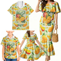 Aloha Hawaii Manako Palaka Motifs Family Matching Mermaid Dress and Hawaiian Shirt Hawaiian Mango Stylized Stamp LT14 - Polynesian Pride