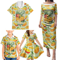 Aloha Hawaii Manako Palaka Motifs Family Matching Puletasi and Hawaiian Shirt Hawaiian Mango Stylized Stamp LT14 - Polynesian Pride