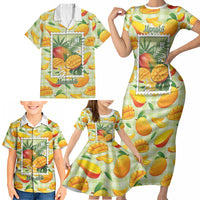 Aloha Hawaii Manako Palaka Motifs Family Matching Short Sleeve Bodycon Dress and Hawaiian Shirt Hawaiian Mango Stylized Stamp LT14 - Polynesian Pride