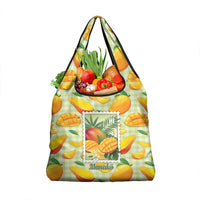 Aloha Hawaii Manako Palaka Motifs Grocery Bag Hawaiian Mango Stylized Stamp LT14 1-pack One Size Yellow - Polynesian Pride
