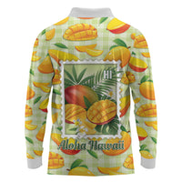 Aloha Hawaii Manako Palaka Motifs Long Sleeve Polo Shirt Hawaiian Mango Stylized Stamp LT14 - Polynesian Pride