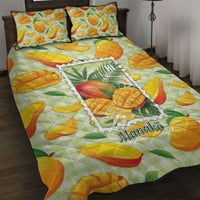 Aloha Hawaii Manako Palaka Motifs Quilt Bed Set Hawaiian Mango Stylized Stamp LT14 Yellow - Polynesian Pride