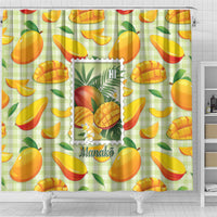 Aloha Hawaii Manako Palaka Motifs Shower Curtain Hawaiian Mango Stylized Stamp LT14 - Polynesian Pride