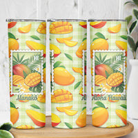 Aloha Hawaii Manako Palaka Motifs Skinny Tumbler Hawaiian Mango Stylized Stamp LT14 - Polynesian Pride