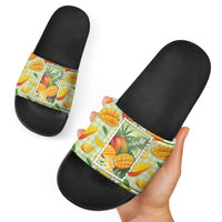 Aloha Hawaii Manako Palaka Motifs Slide Sandals Hawaiian Mango Stylized Stamp LT14 - Polynesian Pride