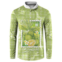 Aloha Hawaii Ulu Palaka Motifs Button Sweatshirt Hawaiian Breadfruit Stylized Stamp LT14 Green - Polynesian Pride