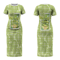 Aloha Hawaii Ulu Palaka Motifs Couples Matching Short Sleeve Bodycon Dress and Hawaiian Shirt Hawaiian Breadfruit Stylized Stamp LT14 - Polynesian Pride