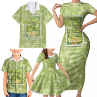 Aloha Hawaii Ulu Palaka Motifs Family Matching Short Sleeve Bodycon Dress and Hawaiian Shirt Hawaiian Breadfruit Stylized Stamp LT14 - Polynesian Pride
