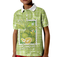 Aloha Hawaii Ulu Palaka Motifs Kid Polo Shirt Hawaiian Breadfruit Stylized Stamp LT14 Kid Green - Polynesian Pride