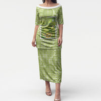 Aloha Hawaii Ulu Palaka Motifs Puletasi Hawaiian Breadfruit Stylized Stamp LT14 Long Dress Green - Polynesian Pride