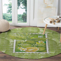 Aloha Hawaii Ulu Palaka Motifs Round Carpet Hawaiian Breadfruit Stylized Stamp LT14 - Polynesian Pride