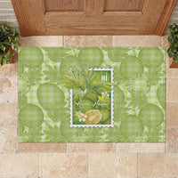 Aloha Hawaii Ulu Palaka Motifs Rubber Doormat Hawaiian Breadfruit Stylized Stamp LT14 Green - Polynesian Pride