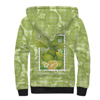 Aloha Hawaii Ulu Palaka Motifs Sherpa Hoodie Hawaiian Breadfruit Stylized Stamp LT14 - Polynesian Pride