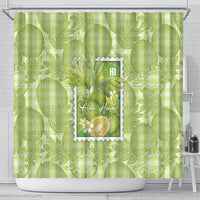 Aloha Hawaii Ulu Palaka Motifs Shower Curtain Hawaiian Breadfruit Stylized Stamp LT14 - Polynesian Pride