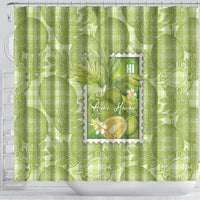 Aloha Hawaii Ulu Palaka Motifs Shower Curtain Hawaiian Breadfruit Stylized Stamp LT14 - Polynesian Pride