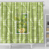 Aloha Hawaii Ulu Palaka Motifs Shower Curtain Hawaiian Breadfruit Stylized Stamp LT14 - Polynesian Pride