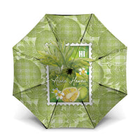 Aloha Hawaii Ulu Palaka Motifs Umbrella Hawaiian Breadfruit Stylized Stamp LT14 One Size Folded 11.42 inch Opened Diameter 37.4 inch Green - Polynesian Pride