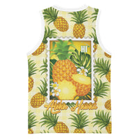 Aloha Hawaii Hala Kahiki Palaka Motifs Basketball Jersey Hawaiian Pineapple Stylized Stamp LT14 - Polynesian Pride