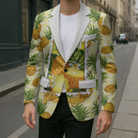 Aloha Hawaii Hala Kahiki Palaka Motifs Blazer Hawaiian Pineapple Stylized Stamp LT14 - Polynesian Pride