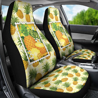 Aloha Hawaii Hala Kahiki Palaka Motifs Car Seat Cover Hawaiian Pineapple Stylized Stamp LT14 - Polynesian Pride