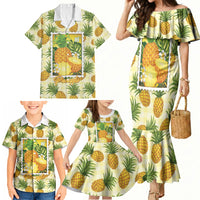 Aloha Hawaii Hala Kahiki Palaka Motifs Family Matching Mermaid Dress and Hawaiian Shirt Hawaiian Pineapple Stylized Stamp LT14 - Polynesian Pride