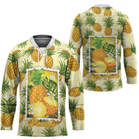 Aloha Hawaii Hala Kahiki Palaka Motifs Hockey Jersey Hawaiian Pineapple Stylized Stamp LT14 - Polynesian Pride