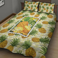 Aloha Hawaii Hala Kahiki Palaka Motifs Quilt Bed Set Hawaiian Pineapple Stylized Stamp LT14 - Polynesian Pride