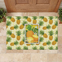 Aloha Hawaii Hala Kahiki Palaka Motifs Rubber Doormat Hawaiian Pineapple Stylized Stamp LT14 Yellow - Polynesian Pride