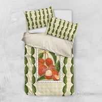 Aloha Hawaii Rambutan Palaka Motifs Bedding Set Hawaiian Fruit Stylized Stamp LT14 US Twin 172cm x 218cm Yellow - Polynesian Pride