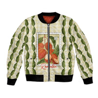 Aloha Hawaii Rambutan Palaka Motifs Bomber Jacket Hawaiian Fruit Stylized Stamp LT14 Unisex Yellow - Polynesian Pride