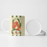 Aloha Hawaii Rambutan Palaka Motifs Ceramic Mug Hawaiian Fruit Stylized Stamp LT14 - Polynesian Pride