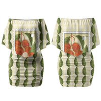 Aloha Hawaii Rambutan Palaka Motifs Couples Matching Off Shoulder Short Dress and Hawaiian Shirt Hawaiian Fruit Stylized Stamp LT14 - Polynesian Pride
