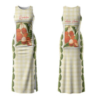 Aloha Hawaii Rambutan Palaka Motifs Couples Matching Tank Maxi Dress and Hawaiian Shirt Hawaiian Fruit Stylized Stamp LT14 - Polynesian Pride