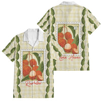Aloha Hawaii Rambutan Palaka Motifs Family Matching Off Shoulder Short Dress and Hawaiian Shirt Hawaiian Fruit Stylized Stamp LT14 Dad's Shirt - Short Sleeve Yellow - Polynesian Pride