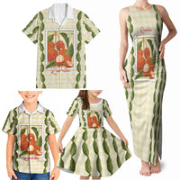 Aloha Hawaii Rambutan Palaka Motifs Family Matching Tank Maxi Dress and Hawaiian Shirt Hawaiian Fruit Stylized Stamp LT14 - Polynesian Pride