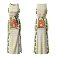 Aloha Hawaii Rambutan Palaka Motifs Family Matching Tank Maxi Dress and Hawaiian Shirt Hawaiian Fruit Stylized Stamp LT14 Mom's Dress Yellow - Polynesian Pride