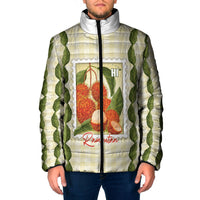 Aloha Hawaii Rambutan Palaka Motifs Padded Jacket Hawaiian Fruit Stylized Stamp LT14 Men Yellow - Polynesian Pride