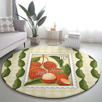 Aloha Hawaii Rambutan Palaka Motifs Round Carpet Hawaiian Fruit Stylized Stamp LT14 - Polynesian Pride