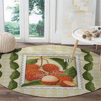 Aloha Hawaii Rambutan Palaka Motifs Round Carpet Hawaiian Fruit Stylized Stamp LT14 - Polynesian Pride