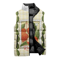 Aloha Hawaii Rambutan Palaka Motifs Sleeveless Puffer Jacket Hawaiian Fruit Stylized Stamp LT14 - Polynesian Pride
