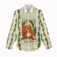 Aloha Hawaii Rambutan Palaka Motifs Women Casual Shirt Hawaiian Fruit Stylized Stamp LT14 - Polynesian Pride
