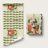 Aloha Hawaii Rambutan Palaka Motifs Wrapping Paper Hawaiian Fruit Stylized Stamp LT14 58" × 23" Yellow - Polynesian Pride