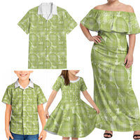 Omaomao Hawaii Breadfruit Palaka Motifs Family Matching Off Shoulder Maxi Dress and Hawaiian Shirt LT14 - Polynesian Pride