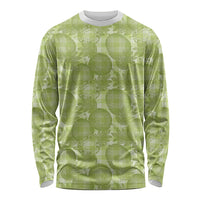Omaomao Hawaii Breadfruit Palaka Motifs Long Sleeve Shirt LT14 Unisex Green - Polynesian Pride