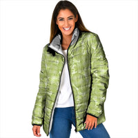 Omaomao Hawaii Breadfruit Palaka Motifs Padded Jacket LT14 Women Green - Polynesian Pride