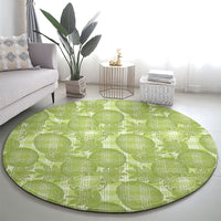Omaomao Hawaii Breadfruit Palaka Motifs Round Carpet LT14 - Polynesian Pride