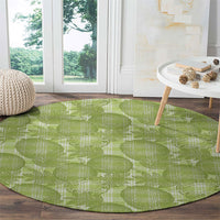 Omaomao Hawaii Breadfruit Palaka Motifs Round Carpet LT14 - Polynesian Pride