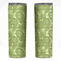 Omaomao Hawaii Breadfruit Palaka Motifs Skinny Tumbler LT14 Green - Polynesian Pride